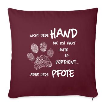 Hand Pfote Hund - Sofakissenbezug 45 x 45 cm - Burgunderrot - Vorne
