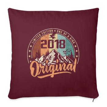 Original 2018 Rétro Cadeau Anniversaire Né En 2018 - Housse de coussin décorative 45 x 45 cm - bordeaux - Devant