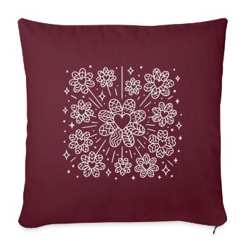 Floral pattern with hearts - Sofa pillowcase 17,3'' x 17,3'' (45 x 45 cm) - burgundy - Front