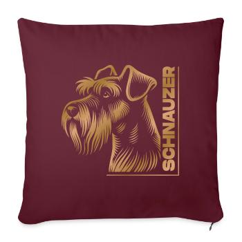 Portrait de Schnauzer dessin tête or - Housse de coussin décorative 45 x 45 cm - bordeaux - Devant