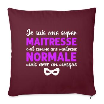 Super maitresse cadeau maîtresse d' école - Housse de coussin décorative 45 x 45 cm - bordeaux - Devant