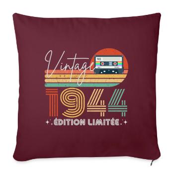 Vintage 1944 cadeau année de naissance 1944 rétro - Housse de coussin décorative 45 x 45 cm - bordeaux - Devant