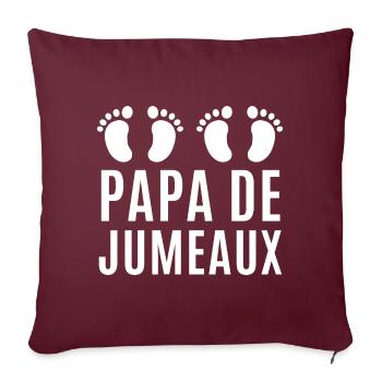 Papa de jumeaux humour cadeau fête des pères - Housse de coussin décorative 45 x 45 cm - bordeaux - Devant