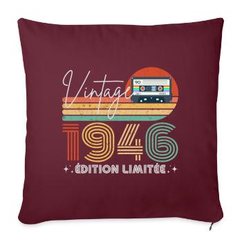Vintage 1946 cadeau année de naissance 1946 rétro - Housse de coussin décorative 45 x 45 cm - bordeaux - Devant