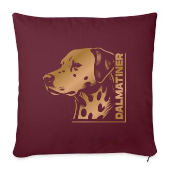 Portrait dalmatien dessin tête or - Housse de coussin décorative 45 x 45 cm - bordeaux - Devant