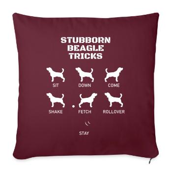 Cadeau drôle de Beagle pour les amateurs de Beagle astuce obstinée - Housse de coussin décorative 45 x 45 cm - bordeaux - Devant