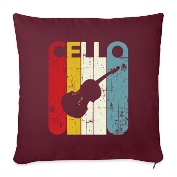 Cellist Geschenkidee Cello Player Retro Cello 70er Jahre 80er Jahre - Sofakissenbezug 45 x 45 cm - Burgunderrot - Vorne