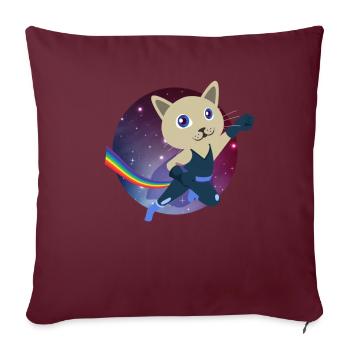 Chat mignon lévitation super minou univers - Housse de coussin décorative 45 x 45 cm - bordeaux - Devant