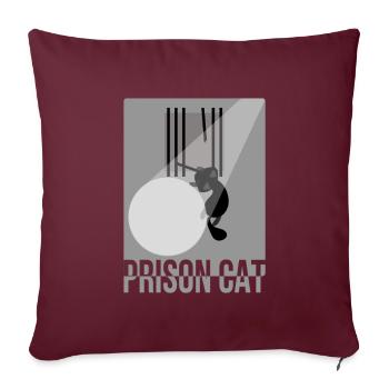 Kater Miau Katze Gefängnis Ausbruch Lustig Süß - Sofakissenbezug 45 x 45 cm - Burgunderrot - Vorne