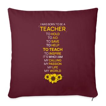 Geboren, ein Lehrer-Anerkennungs-Geschenk-Ruhestand zu sein - Sofakissenbezug 45 x 45 cm - Burgunderrot - Vorne