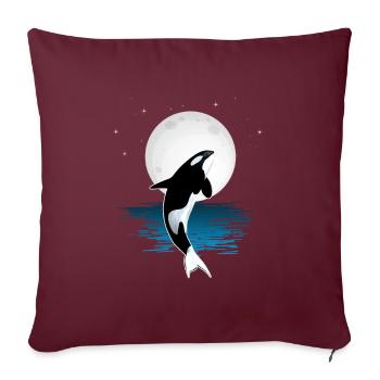 Orque épaulard Orque Baleine de Lune - Housse de coussin décorative 45 x 45 cm - bordeaux - Devant
