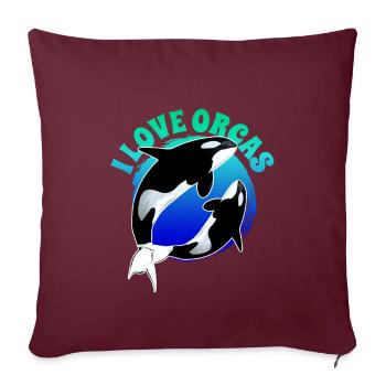J'adore les orques - Housse de coussin décorative 45 x 45 cm - bordeaux - Devant