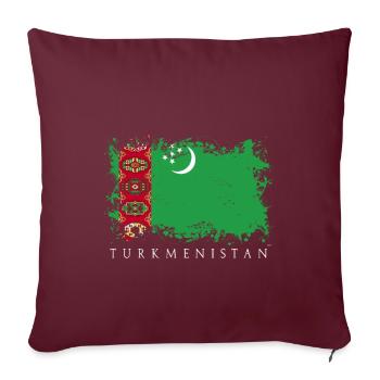 Turkménistan asie centrale drapeau drapeau pays - Housse de coussin décorative 45 x 45 cm - bordeaux - Devant