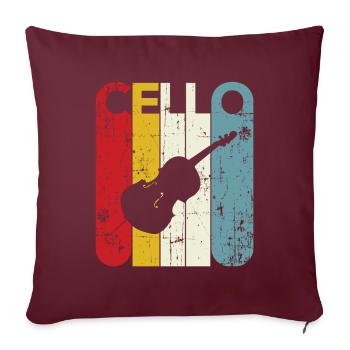 Idée cadeau violoncelliste Joueur de violoncelle Rétro violoncelle des années 70 - Housse de coussin décorative 45 x 45 cm - bordeaux - Devant