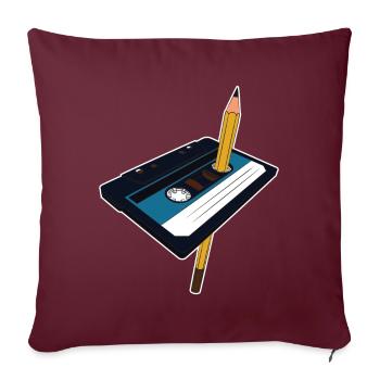 Cassette Crayon Stylo Audiocassette Mixtape Gift - Housse de coussin décorative 45 x 45 cm - bordeaux - Devant
