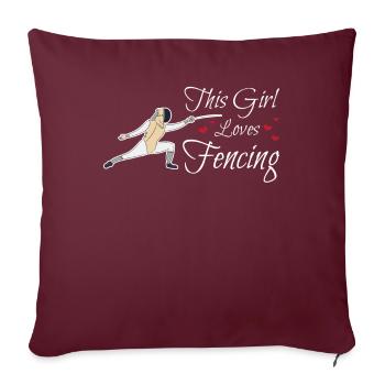 Cette fille aime l'escrime Epée de cadeau d'escrimeur sportif - Housse de coussin décorative 45 x 45 cm - bordeaux - Devant
