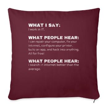 Programmeur de cadeaux drôles Computer Nerds IT - Housse de coussin décorative 45 x 45 cm - bordeaux - Devant