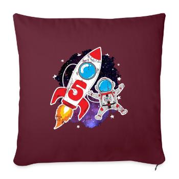 5ème anniversaire de la fusée astronaute spatiale - Housse de coussin décorative 45 x 45 cm - bordeaux - Devant