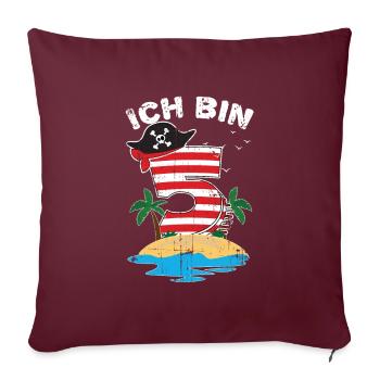 Pirat 5. Geburtstag Geschenk - Sofakissenbezug 45 x 45 cm - Burgunderrot - Vorne