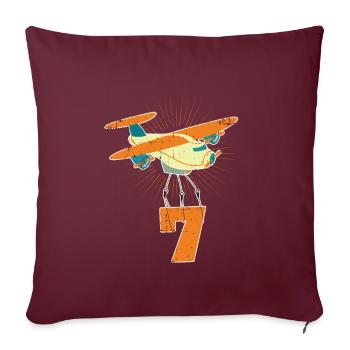 Avion pilote 7ème anniversaire - Housse de coussin décorative 45 x 45 cm - bordeaux - Devant