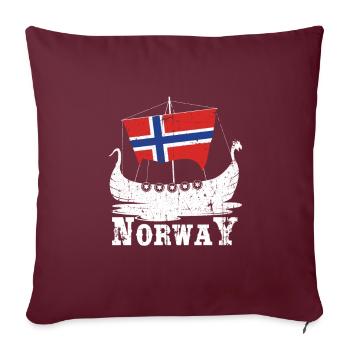 Norvège bateau vikings - Housse de coussin décorative 45 x 45 cm - bordeaux - Devant