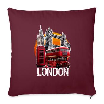 London Doppeldecker Telefonzelle Big Ben Bridge - Sofakissenbezug 45 x 45 cm - Burgunderrot - Vorne