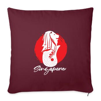 Poisson lion Singapour Merlion cadeau - Housse de coussin décorative 45 x 45 cm - bordeaux - Devant