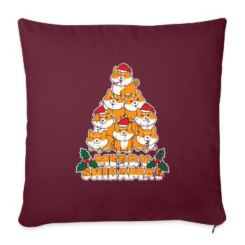 Arbre de Noël Shiba - Housse de coussin décorative 45 x 45 cm - bordeaux - Devant