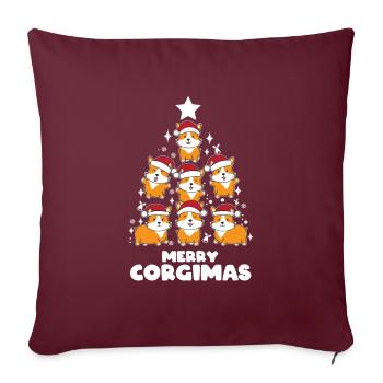 Pembroke Noël Corgi Gallois - Housse de coussin décorative 45 x 45 cm - bordeaux - Devant
