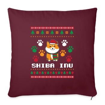 Shiba Inu Ugly Christmas motif de tricot - Housse de coussin décorative 45 x 45 cm - bordeaux - Devant