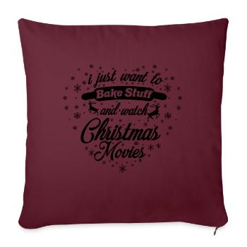 Je veux juste faire des trucs et regarder Noël - Housse de coussin décorative 45 x 45 cm - bordeaux - Devant