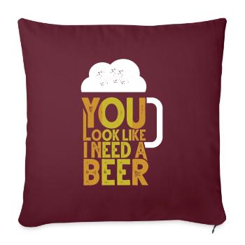Bière Humour Drôle Dire Drôle Cadeau - Housse de coussin décorative 45 x 45 cm - bordeaux - Devant