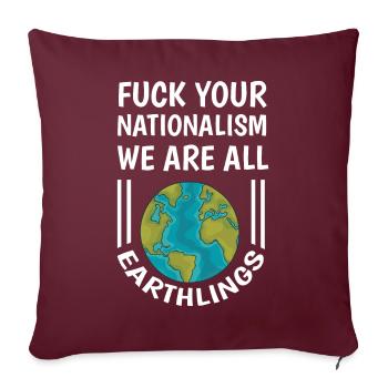 Lustiger Spruch Gegen Rechts Nationalismus - Sofakissenbezug 45 x 45 cm - Burgunderrot - Vorne
