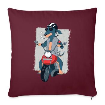 Rocker teckel sur cadeau de motard moto 1187 - Housse de coussin décorative 45 x 45 cm - bordeaux - Devant