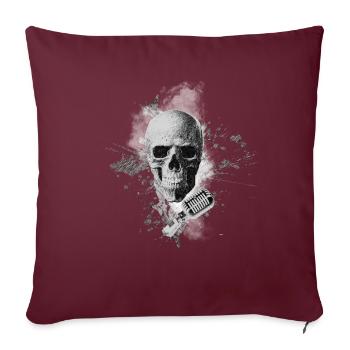 Musicien crâne microphone chanteur chanteur chant - Housse de coussin décorative 45 x 45 cm - bordeaux - Devant