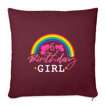 Anniversaire 6 filles - Housse de coussin décorative 45 x 45 cm - bordeaux - Devant