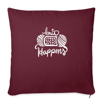 Le tricot arrive - Housse de coussin décorative 45 x 45 cm - bordeaux - Devant