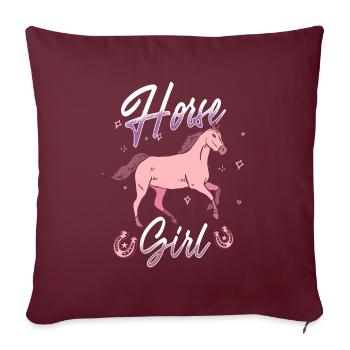 Fille cheval - Housse de coussin décorative 45 x 45 cm - bordeaux - Devant