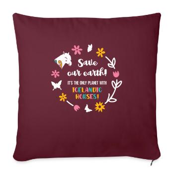 Icelandic horses Save Our Planet Icelandic horses pony - Sofa pillowcase 17,3'' x 17,3'' (45 x 45 cm) - burgundy - Front