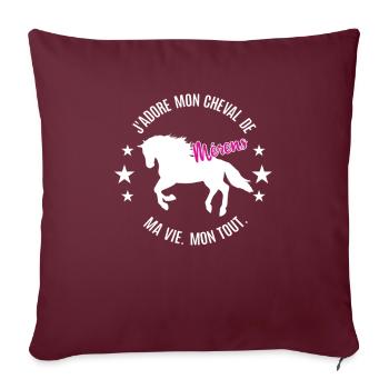 Cheval de Merens Tolles Geschenk Für Pferdemädchen - Sofakissenbezug 45 x 45 cm - Burgunderrot - Vorne