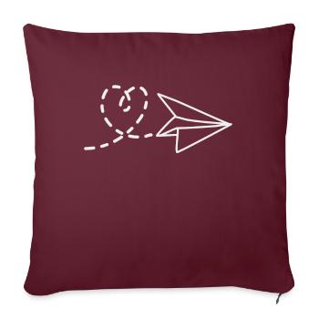 Amour et aventure Cœur et avions en papier - Housse de coussin décorative 45 x 45 cm - bordeaux - Devant