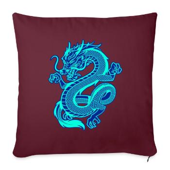 Dragon oriental bleu électrique - Housse de coussin décorative 45 x 45 cm - bordeaux - Devant