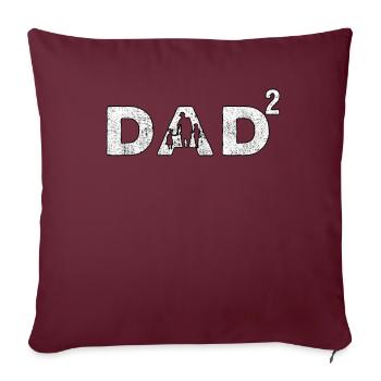 Papa Sprüche Dad hoch 2 Zwillinge zweifacher Vater - Sofakissenbezug 45 x 45 cm - Burgunderrot - Vorne