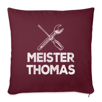 Meister Thomas Auto KFZ-Mechaniker Handwerker - Sofakissenbezug 45 x 45 cm - Burgunderrot - Vorne