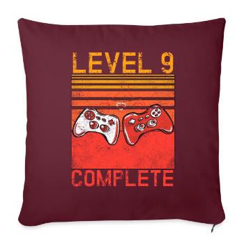 9ème anniversaire d’enfant garçon niveau 9 Jeux 9 ans - Housse de coussin décorative 45 x 45 cm - bordeaux - Devant