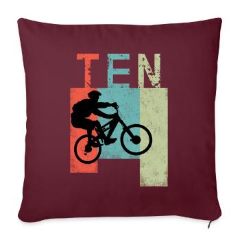 VTT Descente 10 Enfants Anniversaire BMX - Housse de coussin décorative 45 x 45 cm - bordeaux - Devant