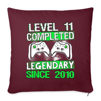 Enfants niveau 11 ans de jeu Gamer - Housse de coussin décorative 45 x 45 cm - bordeaux - Devant