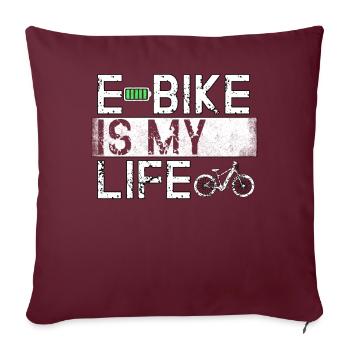 Ebike Cyclisme Retro E vélo vélo batterie vélo - Housse de coussin décorative 45 x 45 cm - bordeaux - Devant
