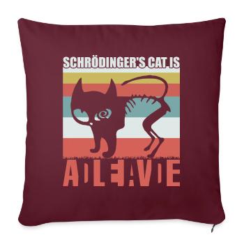 Le chat de Schrödinger est mort - Housse de coussin décorative 45 x 45 cm - bordeaux - Devant