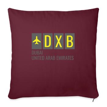 DXB Dubai Arab Emirates Code de l’aéroport - Housse de coussin décorative 45 x 45 cm - bordeaux - Devant